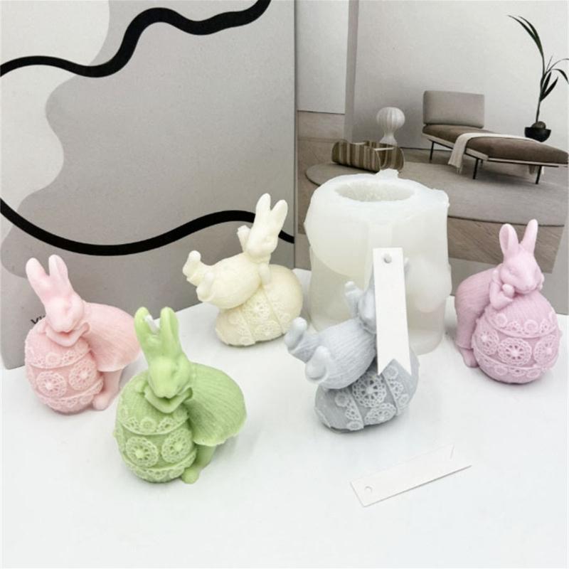 Silicone Crafts Mold Reusable Casting Epoxy Mold 3D Candle Making Easter Rabbit Silicone DIY 3D Handicrafts Resin Molds
