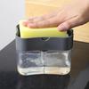 Compact Press Detergent Dispenser for Kitchen Portable Soap Pot with Wash Cloth Dishwashing Cleaning Tool