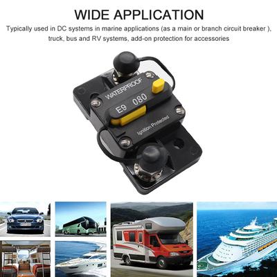 80A Leistungsschalter Dual Batterie Manuelle Reset IP67 Wasserdicht 12V 24V Sicherung