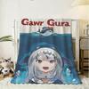 G-Gawr Gura Anime Throw Soft Flannel Throw Blanket, Lightweight Breathable Summer Nap Blanket For Sofa Home Travel Cozy Decor