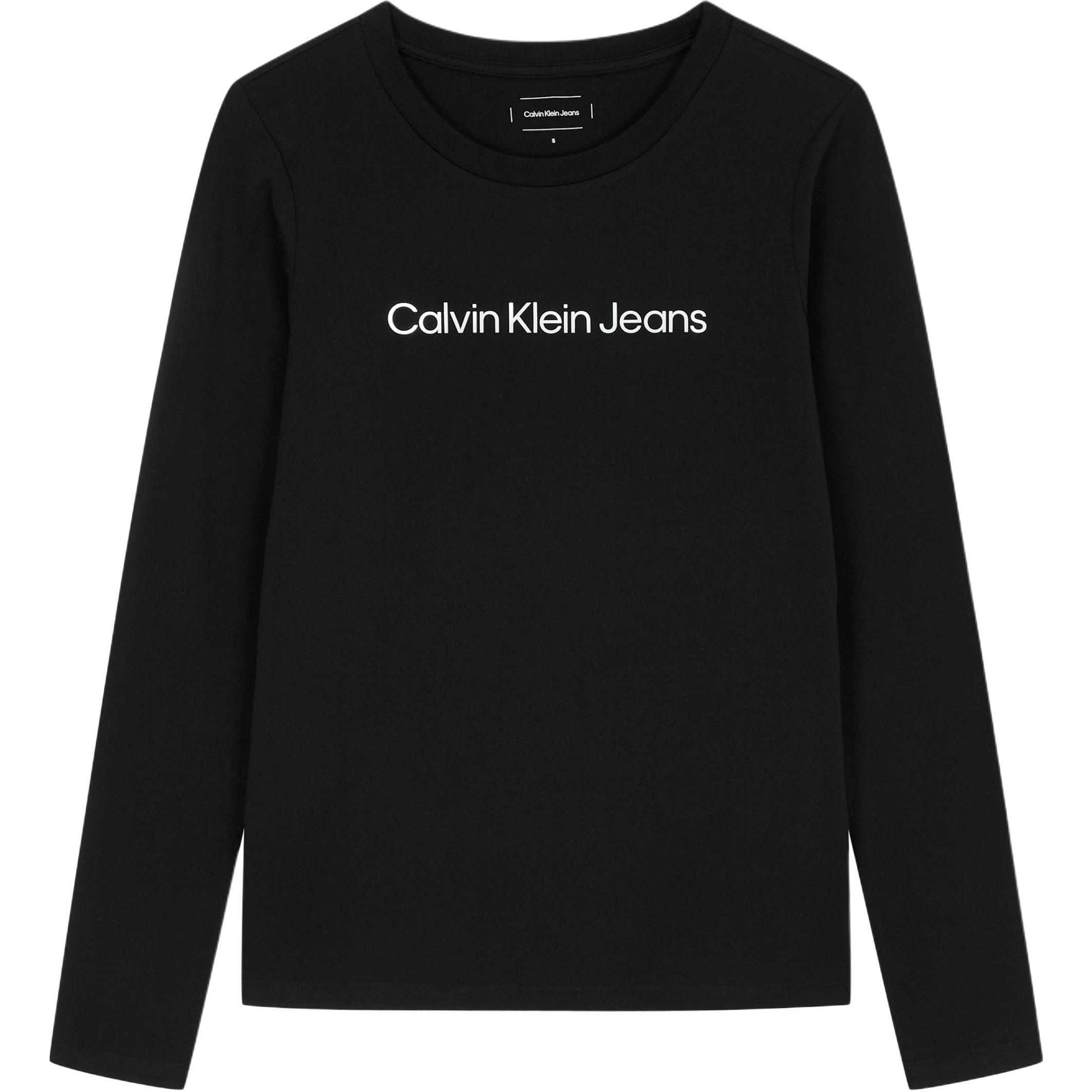 

Calvin Klein Jeans Logo Straight Cut Crew Neck Long Sleeve T-Shirt Women Tops Black J225484BEH S
