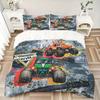3pcs Monster Jam Monster Truck Bedding Set-Universal Three-Piece Set for Bedroom, Guest Room, Living Room, Hotel-Perfect Gift for Fans, Trav