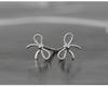 925 Silver Jewelry Women Fashion Cute Tiny Clear Bowknot Stud Earrings Gift for Girls Teens Lady