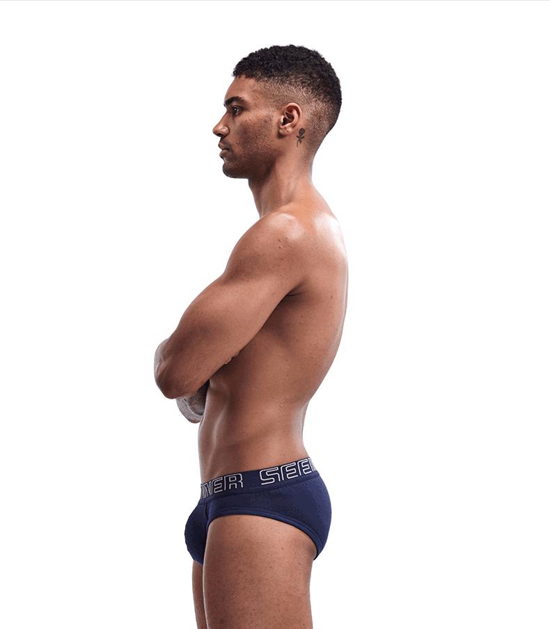 SEEINNER Men's Ribbed Cotton Wide Waist Triangle Sport Underwear