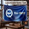 Custom Name Flannel Throw Blanket Brighton & Hove Albion Football Pattern Warm Home Decoration