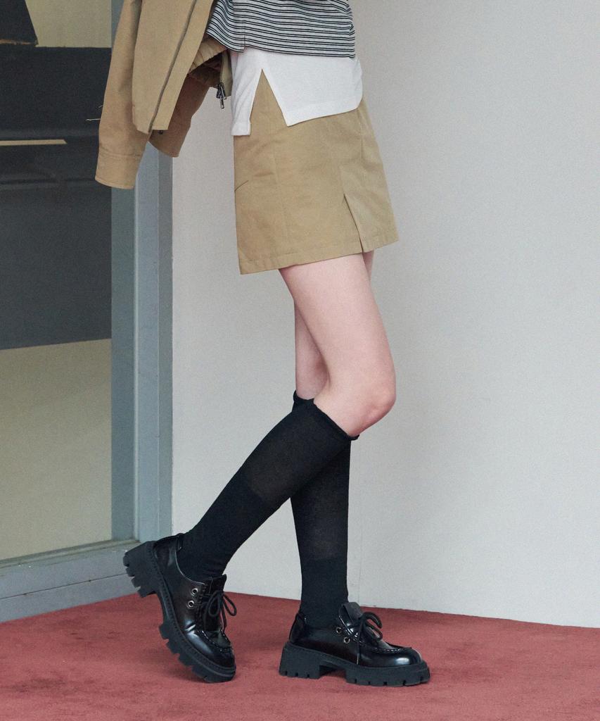 Ledeoli Vent Cotton Mini Skirt [Black]
