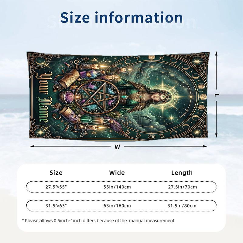 Witchcraft Theme Beach Towel Personalized Custom Name & Text Soft Quick Dry Beach Towel for Swimming Travel