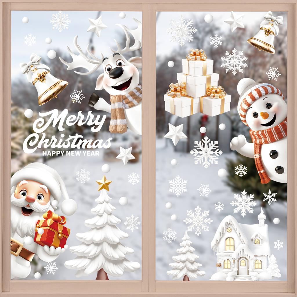9pcs/set Christmas Glass Window Stickers Santa Claus Reindeer Xmas Tree Snowflake Decal Natal Home Decoration 2026 New Year Gift