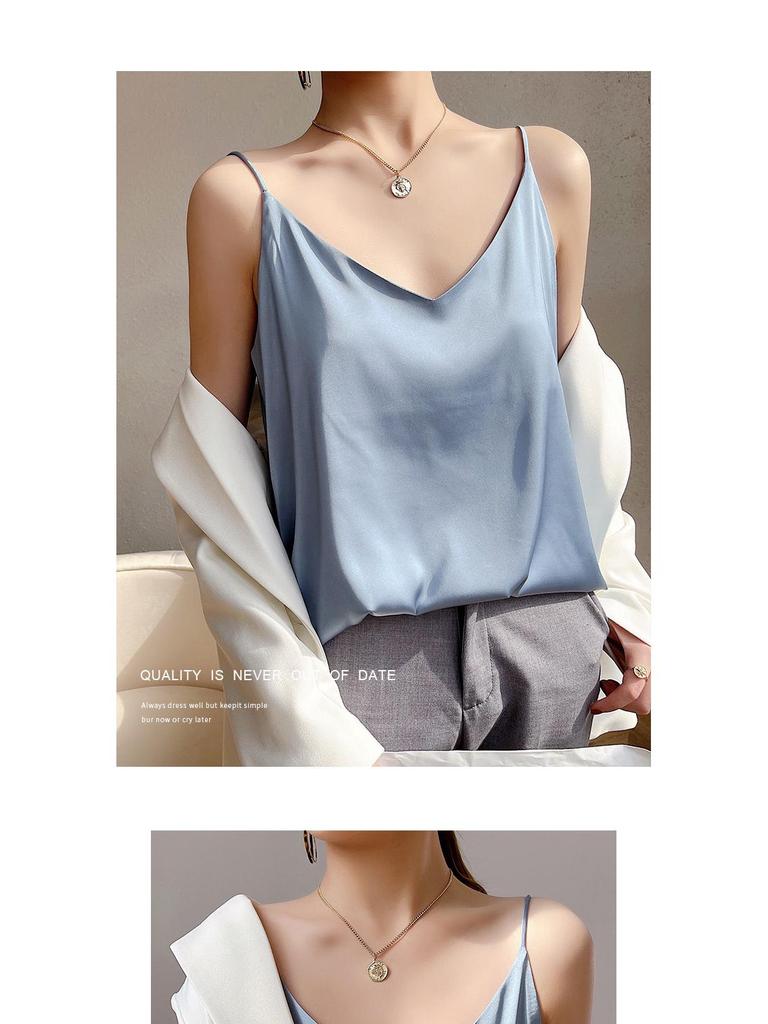 Women's V-Neck Ice Silk Camisole Vest - 2025 Summer Collection