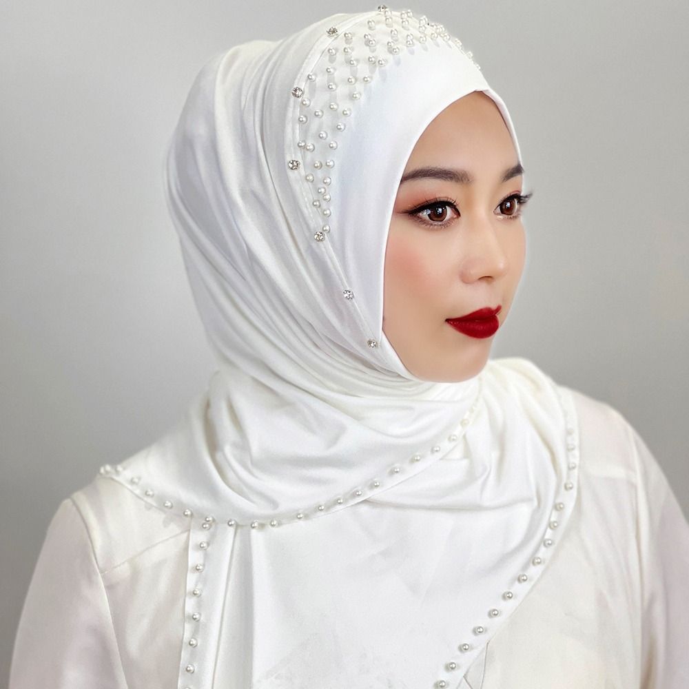 Solid Color Arabic Hijab Hats Full Cover Turban Cap Comfortable Women's Pray Hat Girls