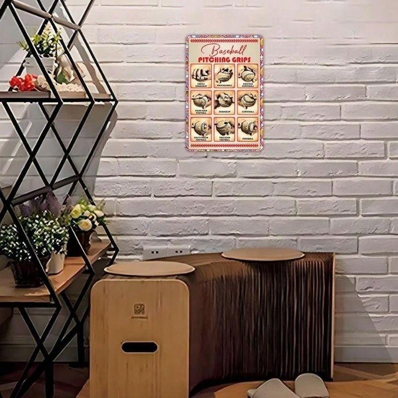 Metal Poster Baseball Pitching Catch Vintage Fan Gift