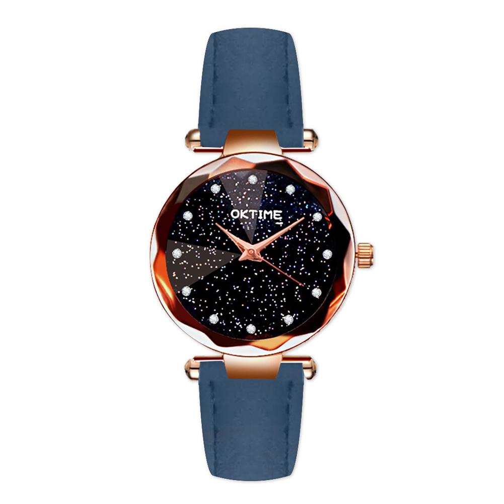 Women Fashion Retro Belt Quartz Movement Wristwatch Starry Sky Dial Watch