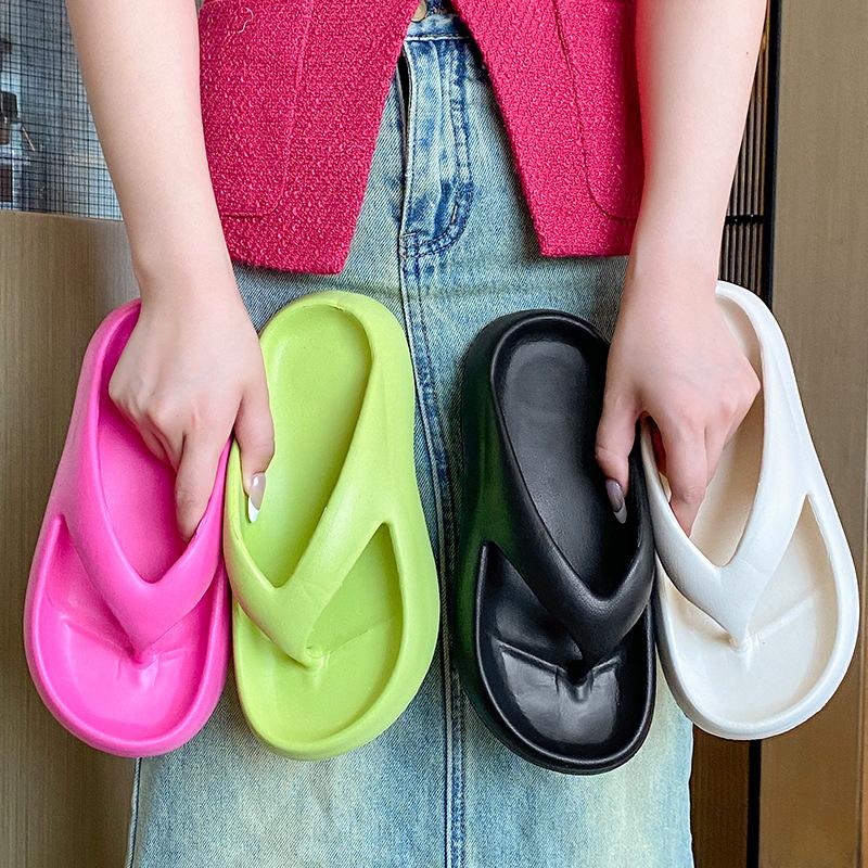 Flip-flops women's summer new beach pinch slippers women's heightening non-slip outer wear seaside