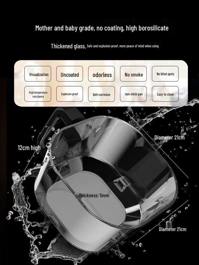 2025 Premium Glass Liner Air Fryer: Large Capacity, Fully Automatic, Multi-functional