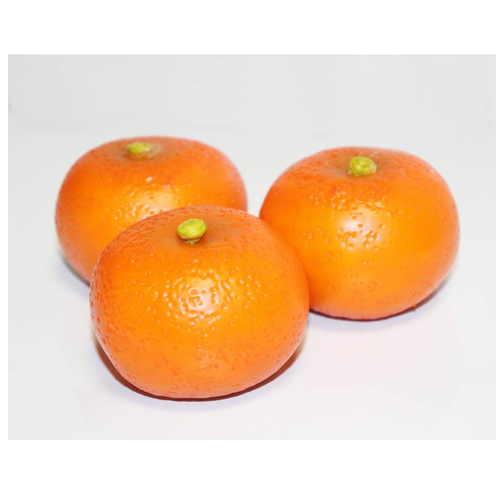 GuCra Mandarin Orange Fruit Models, Set of 3, Lifelike Food Samples, Weighted Fruit Models (Small)