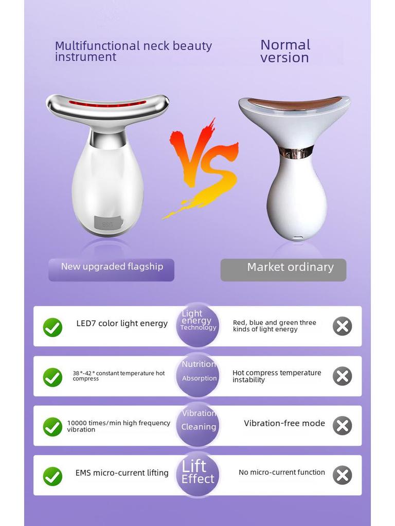 Neck Beauty Device: Anti-Wrinkle Vibration Massager & LED Skin Lifter