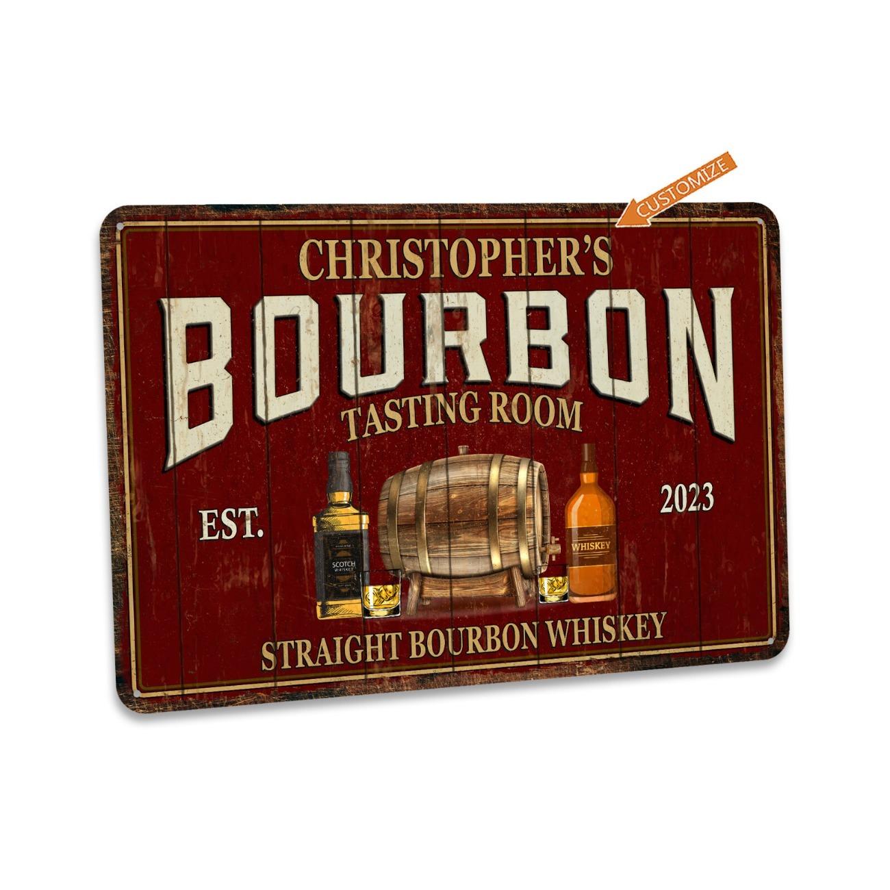 

Metal Bourbon Bar Sign, Custom Personalized Gift, Saloon Wall Decor білий