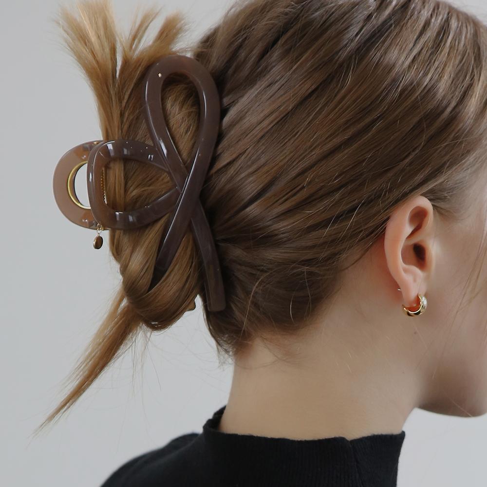 Dieuamour Round Ribbon Hair Clip Claw Pin
