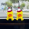 Creative Holiday Gifts 3D Printed Yellow Duck Figurine, Funny Arrogant Statue with Christmas Angry Duckling Figurines Hat, Miniature Ornament for Home