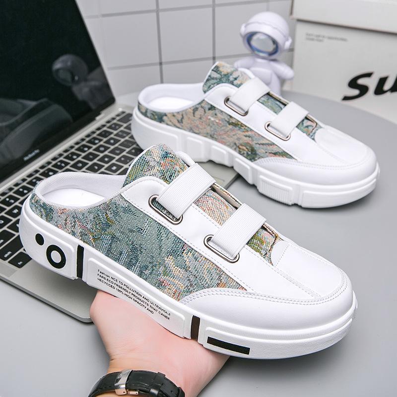 2025 Summer New Men's Backless Slip-On Closed-Toe Breathable Trendy Casual Beach Shoes Lazy Style