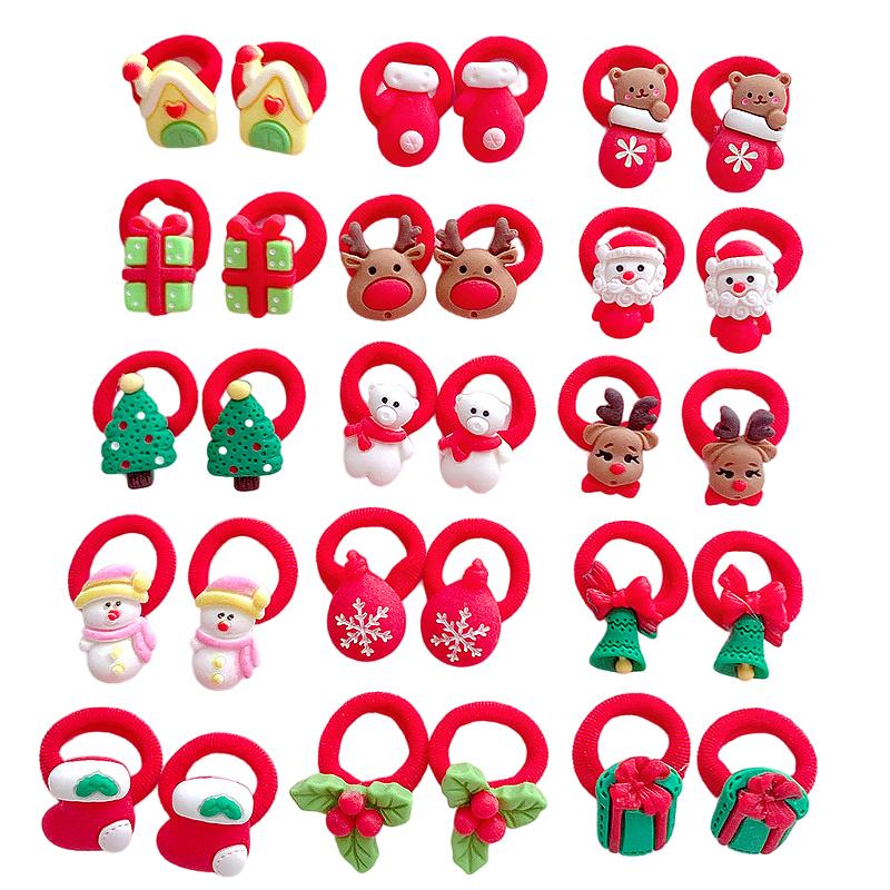 Weihnachts-Haarringe Niedliche Stirnbänder 3D-Design Kopfschmuck Weihnachtsgeschenk Weihnachts-Haarschmuck Hochelastisch 10 Stück/Set