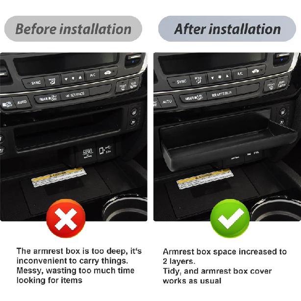 Für Honda Pilot 2016-/ Ridgeline 2017-2024/ Passport -2024 Mittelkonsolen-Schubladen-Aufbewahrungsbox-Tablett Auto ABS-Zubehör
