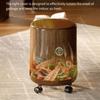 Rolling Trash Can Realistic Grains 12L Large Capacity Moisture Resistant X3UC
