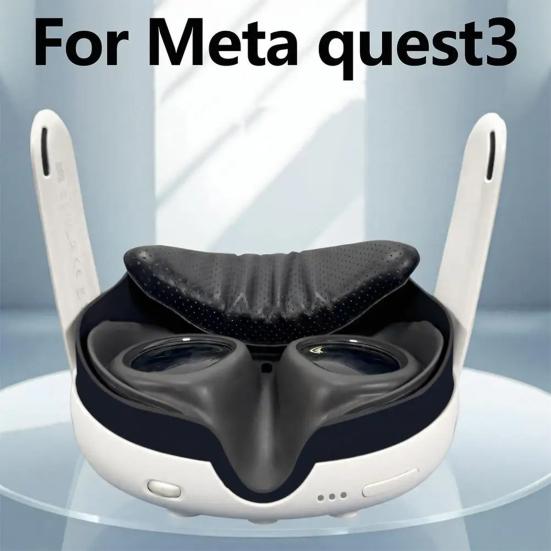 VR Headset Face Pad for Meta Quest 3 Faux Leather Breathable Virtual Reality Glasses Face Cushion Cover Replacement Parts Accessories