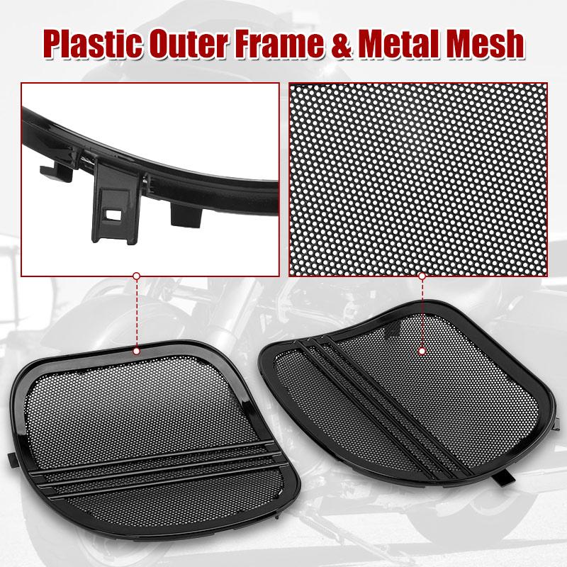 Motorcycle Speaker Grills Cover Trim Mesh Tri-Line Black For Harley Touring Road Glide Limited FLTRK Special FLTRXS 2015-UP