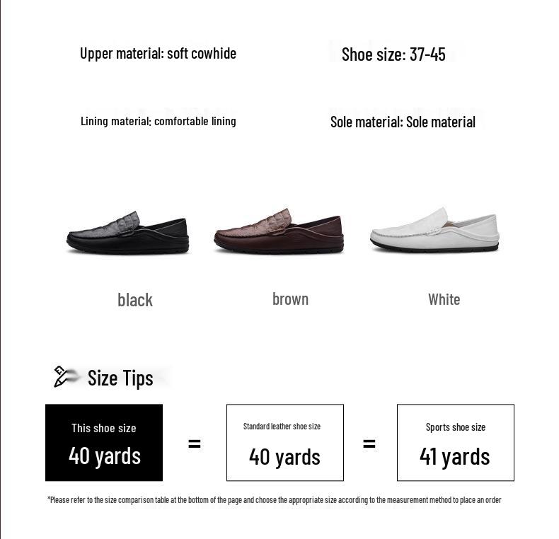 Men's Crocodile Pattern Slip-On Leather Loafers - Large, Versatile, Casual Driving Shoes