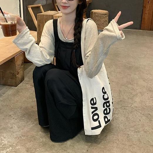 apricot top lazy wind overalls women s autumn versatile fashion casual jumpsuit wide-leg trousers two-piece set women S