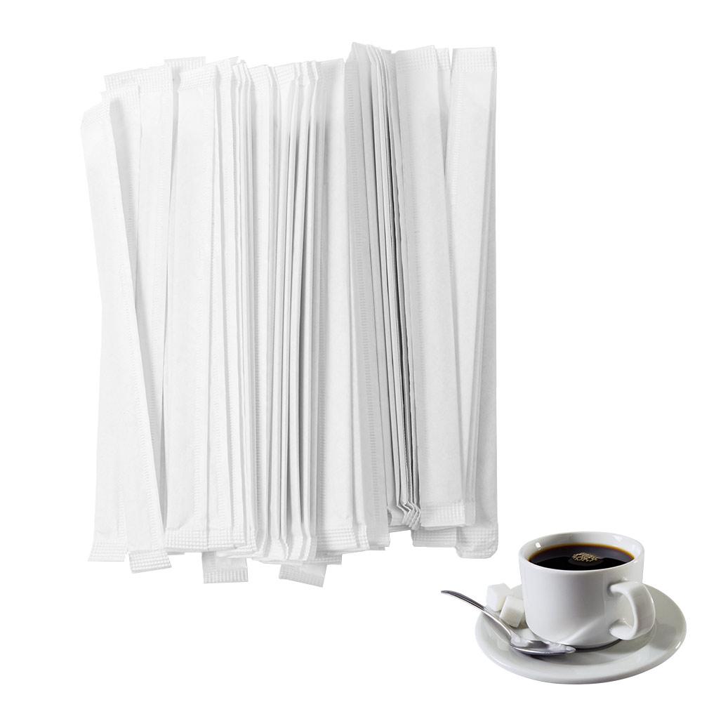 100Pcs Individually Wrapped Coffee Stirrers Eco-Friendly 14/19cm Wood Blenders Round End Not Prickly Stir Sticks Cocktail
