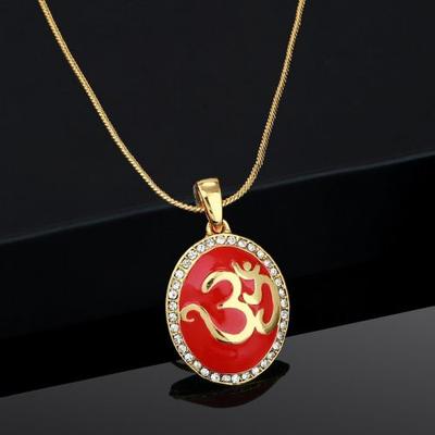 OM Pendant with Red Enamel and Gold Plated for Women/Girls