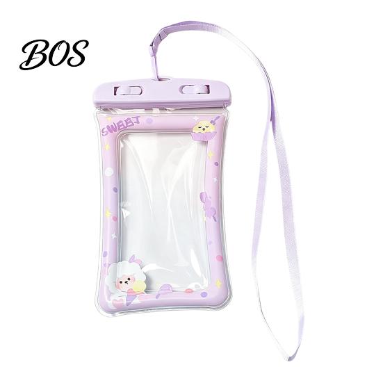 Touch Screen Water Bag Cute Waterproof Phone Pouch with Floating Airbag And Lanyard, Clear PVC Cellphone Dry for Swimming Beach Hot Springs