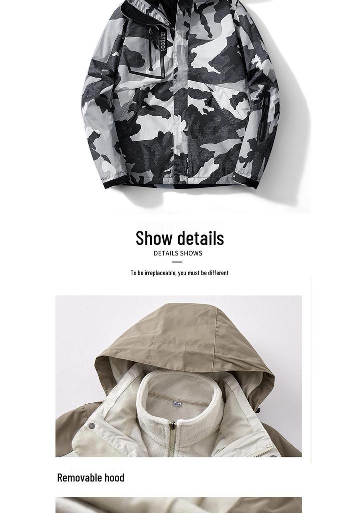 Unisex Kurtka Górska 3 w 1 z Odpinaną Podszewką Polarową, Pogrubiona na Jesień/Zimę, Styl dla Par.