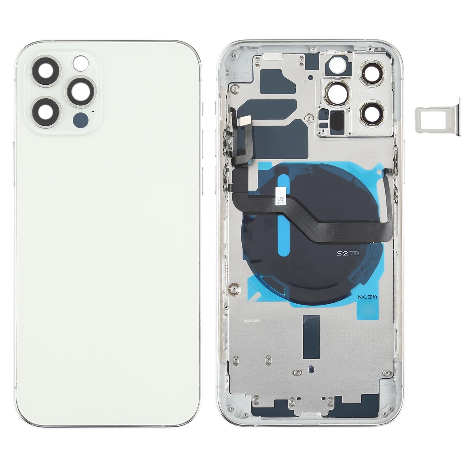 

For iPhone 12 Pro Back Housing Cover Repair Kit (with Side Keys+Card Tray+Power+Volume Flex Cable+Wireless Charging Module) Silver