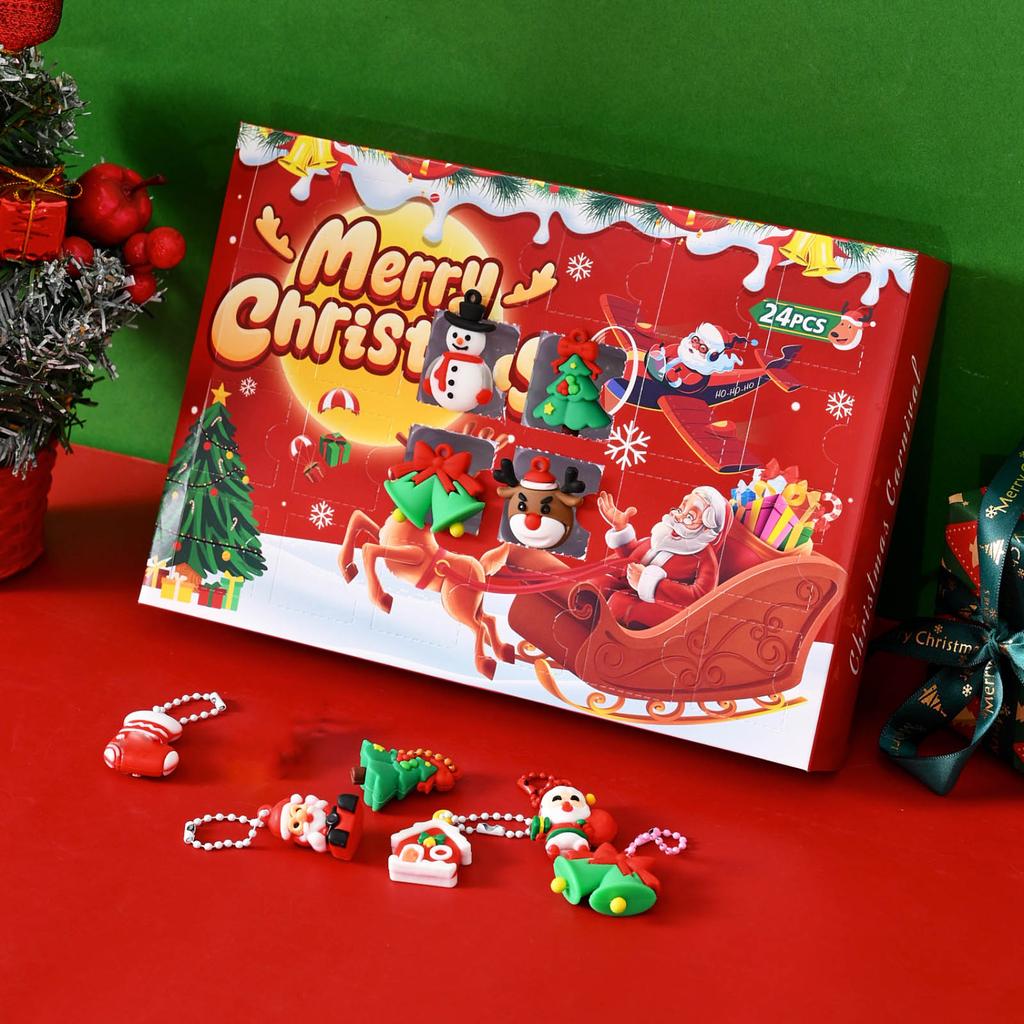 24-Piece Christmas 3D Countdown Plush Toy Sculpting Fun Calendar Toy Set (24 Toys)