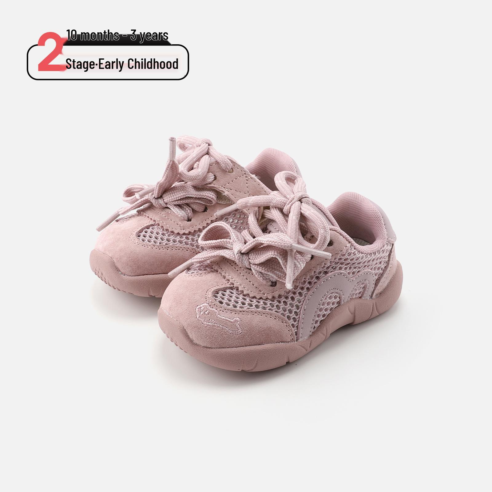 

2026 Spring Baby Soft-Soled Breathable Mesh Sneaker for Boys & Girls 19/13.5cm рожевий