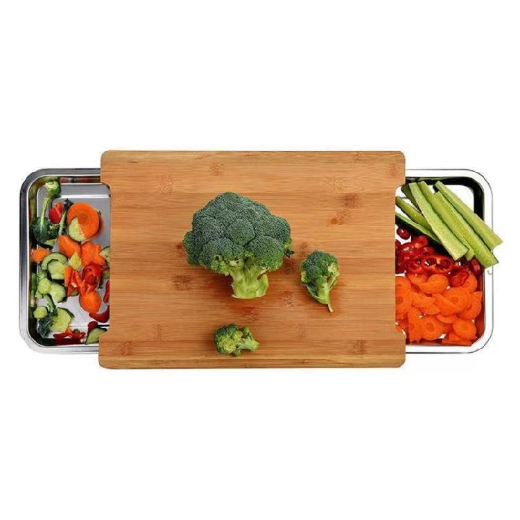 Multifunctional Bamboos Chopping Block With Integrated Storage Bamboos Kitchen Ready Board For Kitchen Essential