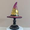 Stained Glass Witch Hat Lamp, USB Powered Night Light for Bedroom Shelf Decor, Halloween Warm Glow Gothic Table Lamp for Home