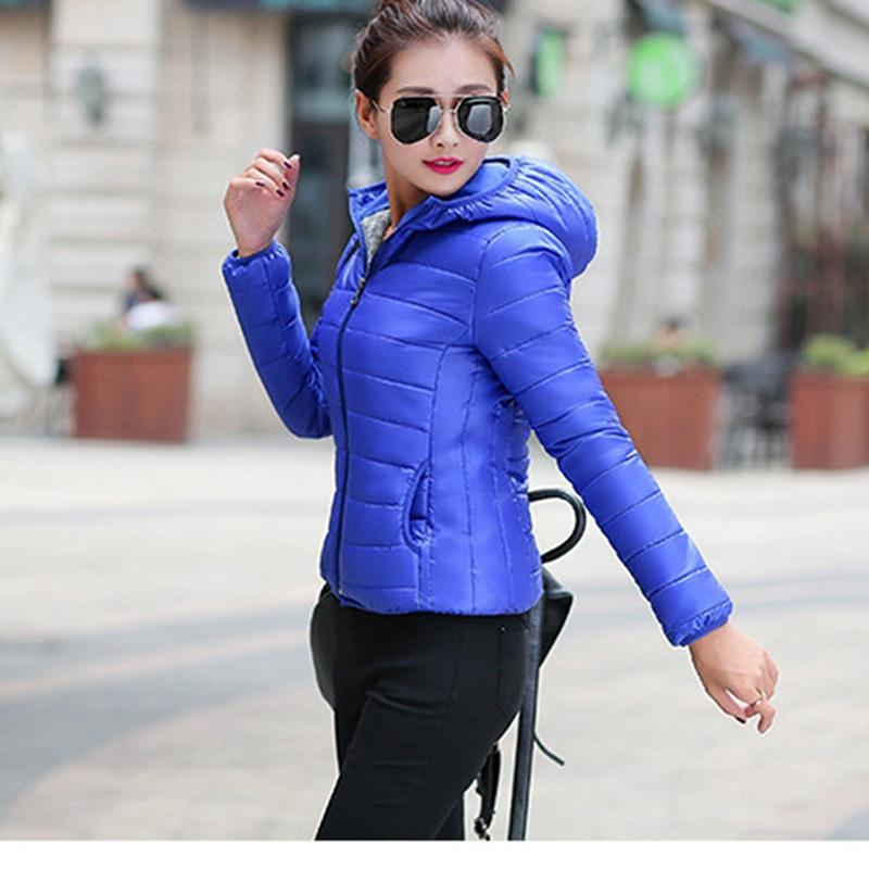 Women Ultra Light Hooded Duck Down Jacket Long Sleeve Pure Color Slim Short Zipper Coats