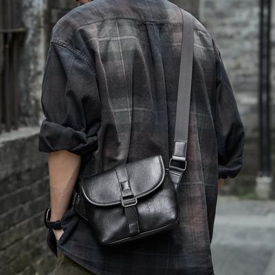 Men's Crossbody Bag, Autumn and Winter Single-shoulder Bag, Black Retro Messenger Bag, Leather Bag, Briefcase, Business Bag