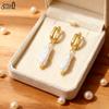 Effie Queen 925 Solid Sterling Silver 14k Gold Baroque Drop Earrings Natural Jewelry for Women Banquet Gift Ear Accessory GPE10