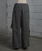 ETRE AU SOMMET Belted Two-Pocket Cutline Oversized Pants (Charcoal)