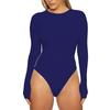 Women's Crew Neck Long Sleeve Fitted High Waist Solid Color Sexy Bodysuit Stretchy Basic Leotard