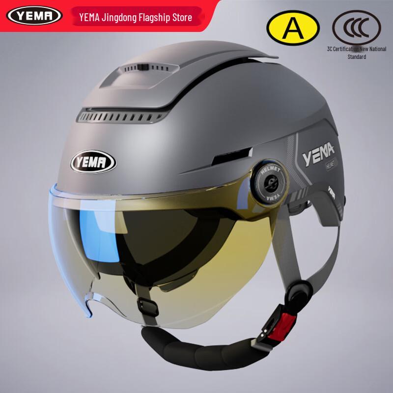 YEMA 370S Dual Visor All-Season Motorcycle & E-Bike Half Helmet