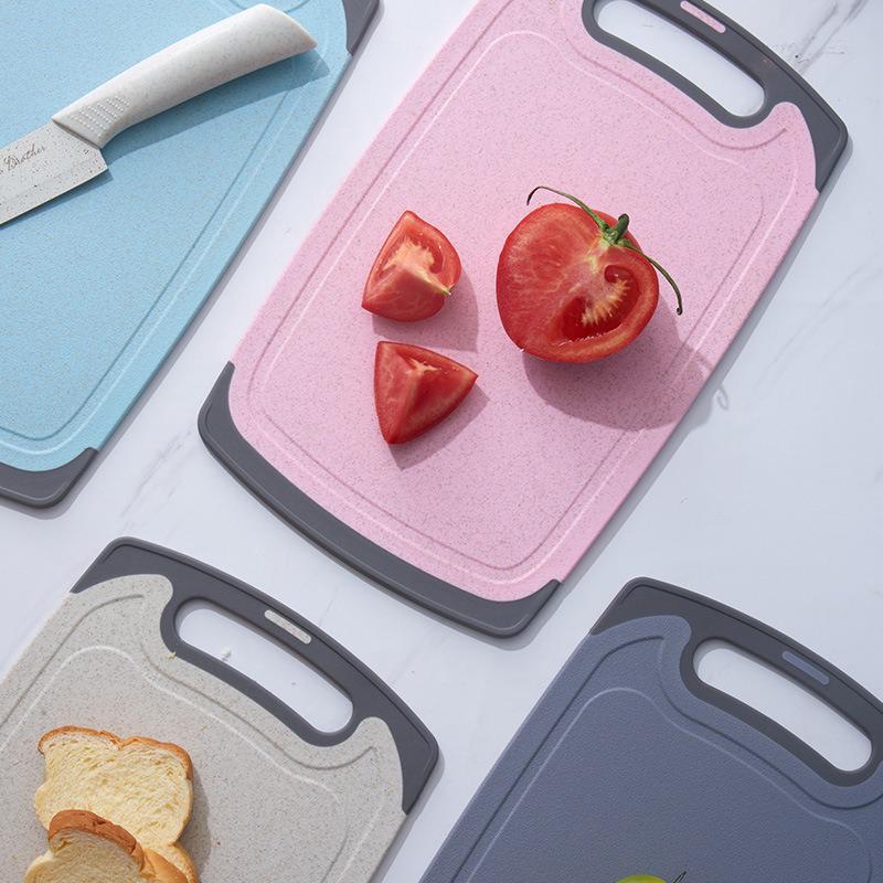 Double-Sided Non-Slip Wheat Straw Cutting Board with Wrapped Handle for Kitchen and Outdoor Use