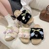 High-end Fluffy Slippers Women's Outer Wear 2025 New Autumn and Winter Home Warm Fashion One-word Cotton Slippers