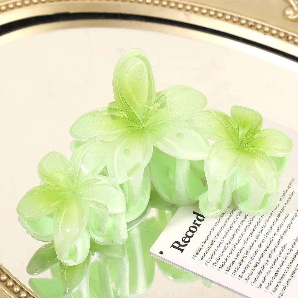 

Korean Candy Color Flower Hair Claw Women Girls Flowers Shark Clip Sweet Large Gradient Crab Clamp Barrettes Hair Accessories зелений