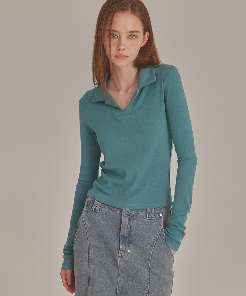 TOPGIRL Softie Long Sleeve Polo Top_T426Tp115